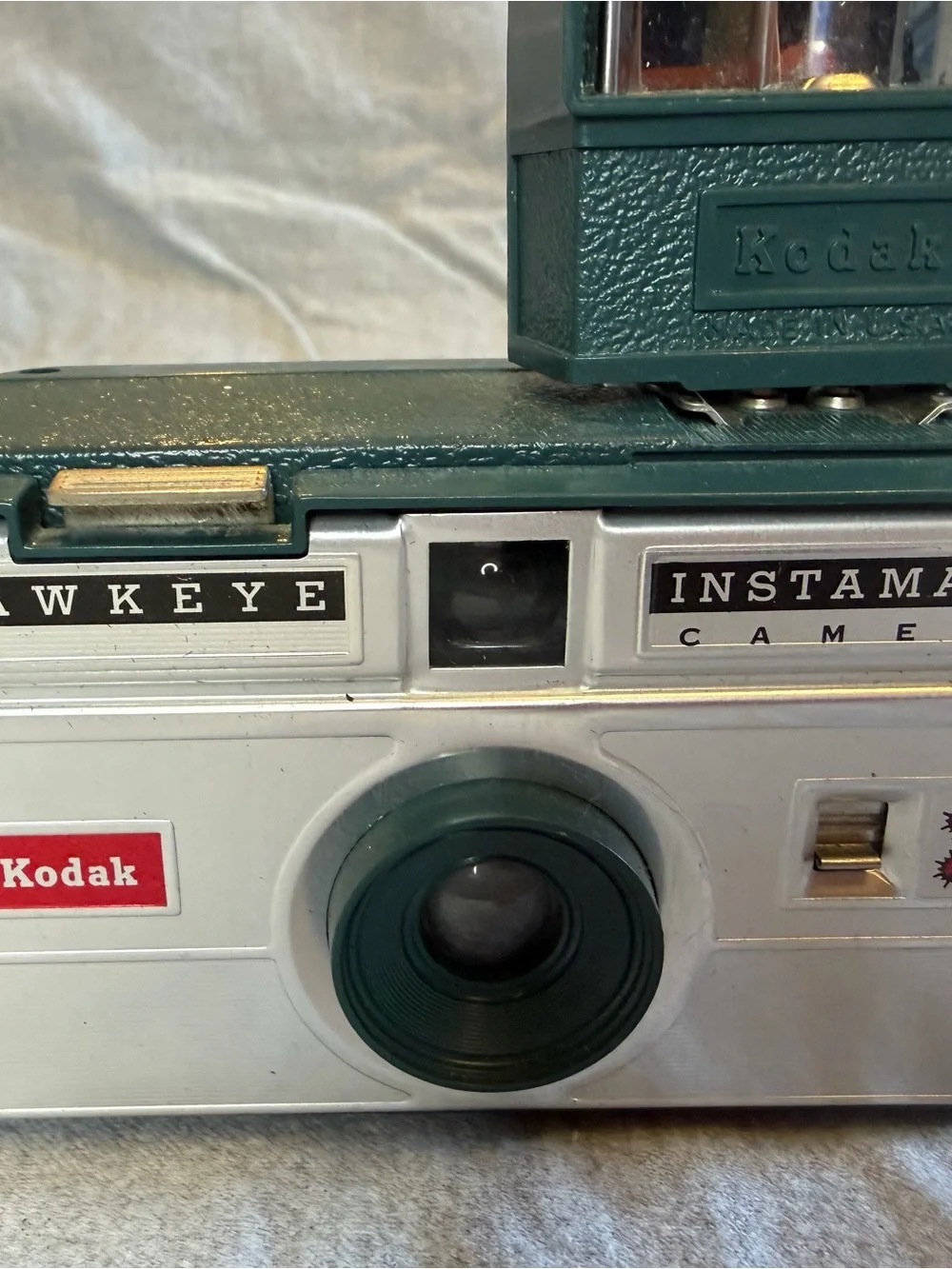 Kodak Hawkeye Instamatic Camera in Dark Green and Silver
